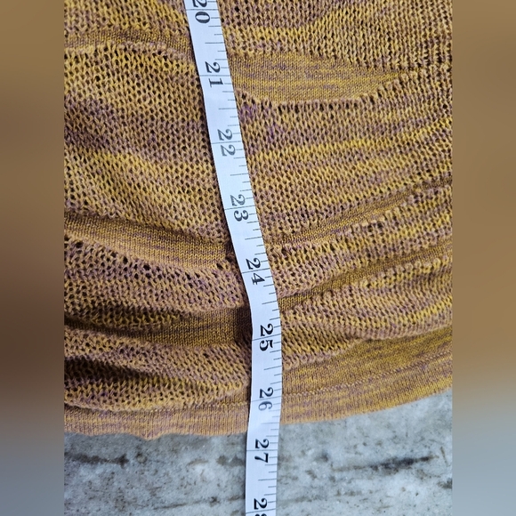 "Anthropologie Moth Open Knit Hooded Cardigan Vest Mustard Purple Small" - Picture 7 of 10